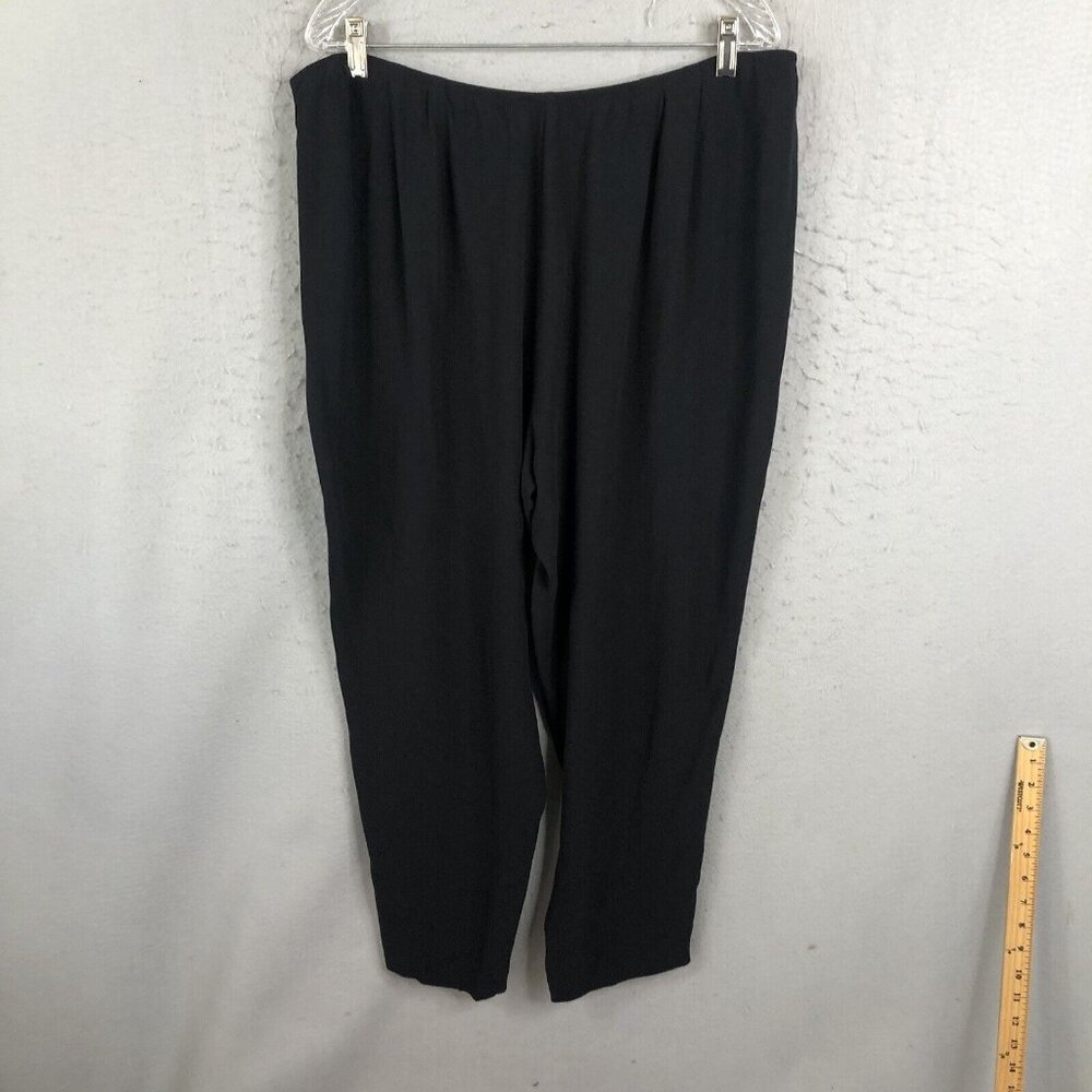 Eileen Fisher Silk Pants Womens Extra Large Black Georgette Crepe Career NEW - Picture 3 of 16